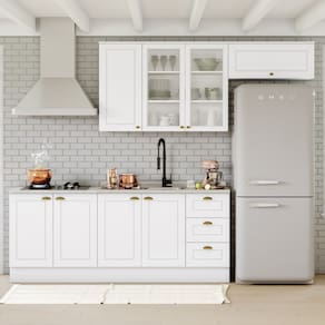 Cozinha Completa Americana 8 Portas 3 Gavetas com Vidro 100% Mdf Branco - Henn