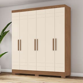 Guarda Roupa Solteiro 6 Portas 2 Gavetas B369 Nature/Off White - Briz