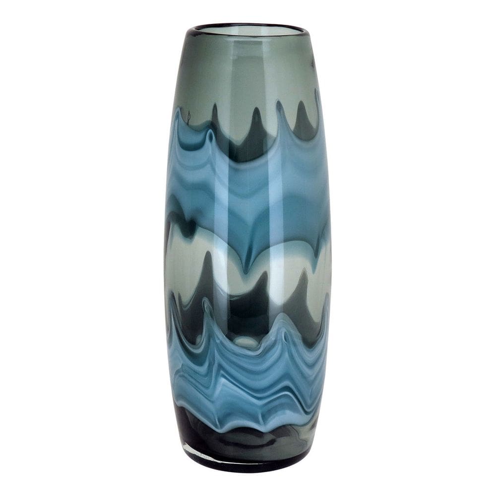 Vaso Decorativo Enfeite Casa Vidro 35x14x14cm Azul