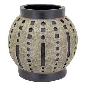 Vaso Decorativo Enfeite Casa Resina 38x36x36cm Cinza