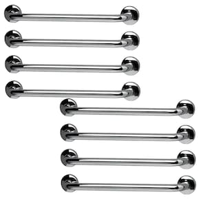 Alça de Apoio Inox Barra 40cm Kit 8 Unidades Idoso Cadeirante Deficiente Acessibilidade