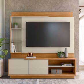 estante para home theater e tv até 60 polegadas atlanta nature e off white