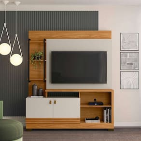 estante para home theater e tv até 50 polegadas alagoas nature e off white