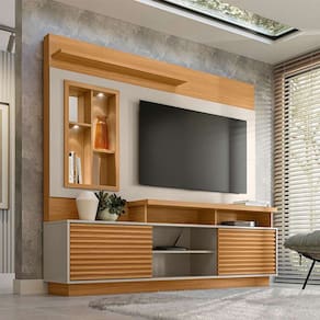 estante para home theater e tv até 60 polegadas eldorado nature e off white