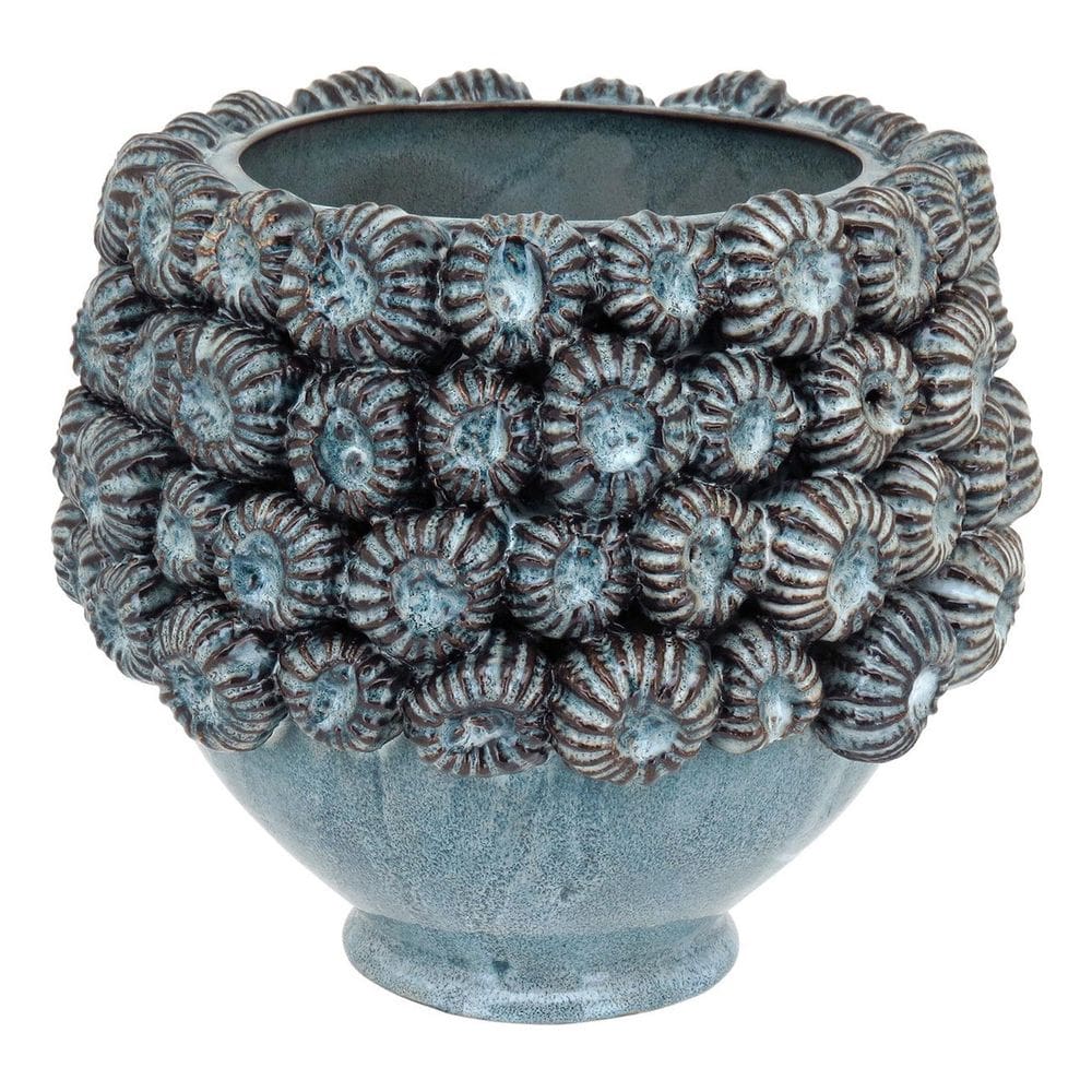 Vaso Decorativo Enfeite Casa Cerâmica 20x23x23cm Azul