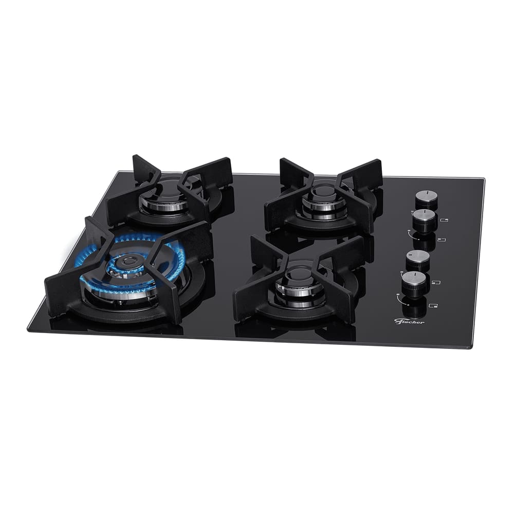 Cooktop a Gás Fischer 4 Bocas Tripla Chama Infinity com Trempe de ferro fundido Mesa Vidro 26297-57076 Bivolt