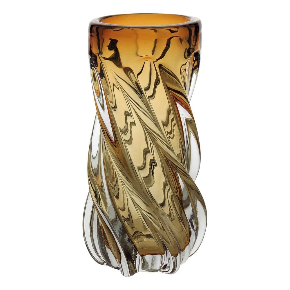 Vaso Decorativo Enfeite Casa Vidro 22x10x10cm Âmbar