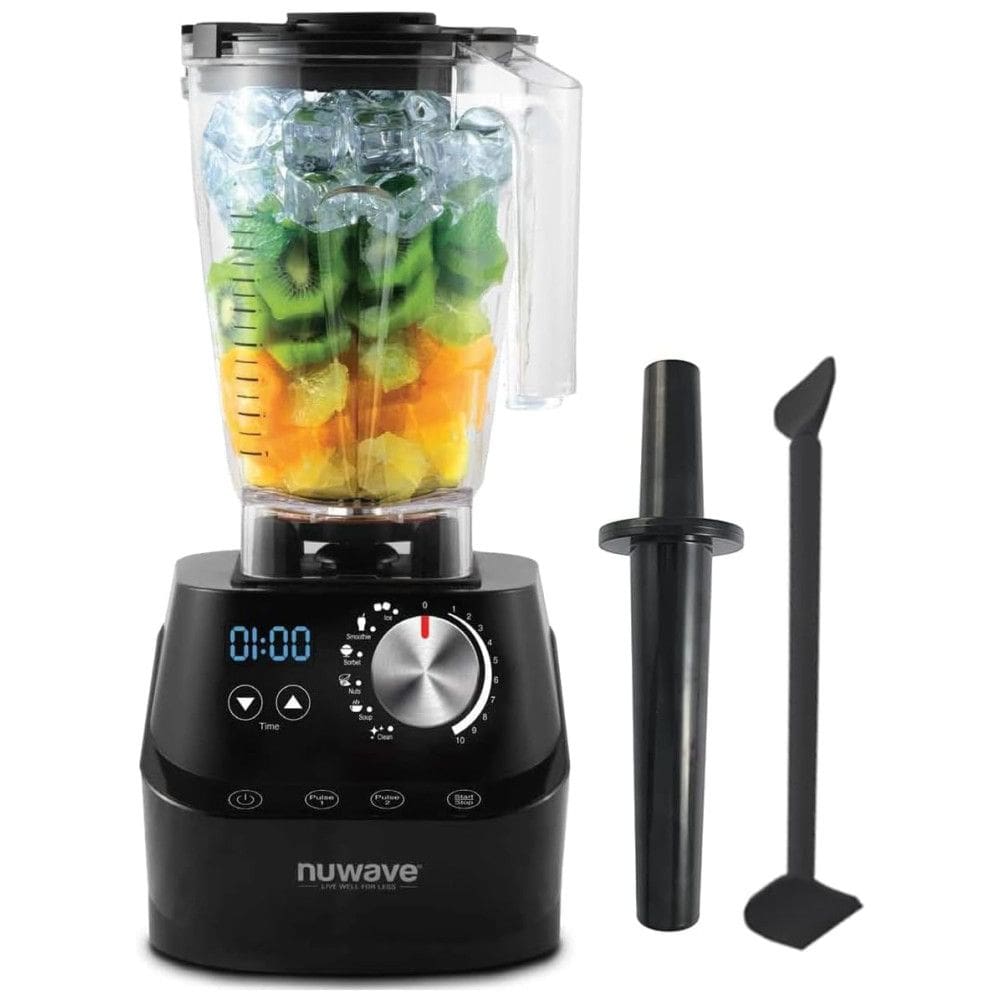 Liquidificador Profissional 1,8L com Display LCD e Lâminas de Aço Inoxidável, 110V 750W, Nuwave, Preto