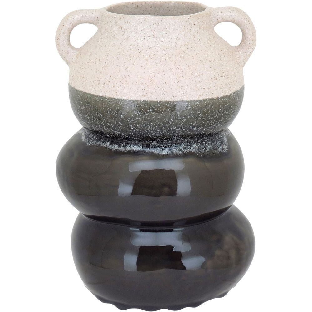 Vaso Decorativo Enfeite Casa Cerâmica 26x18x18cm Cinza