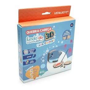 Quebra Cabeça 3D Infantil Fundo Do Mar Para Colorir 15 Peças + 8 Cores De Guache + 2 Pincéis - Leo&Leo