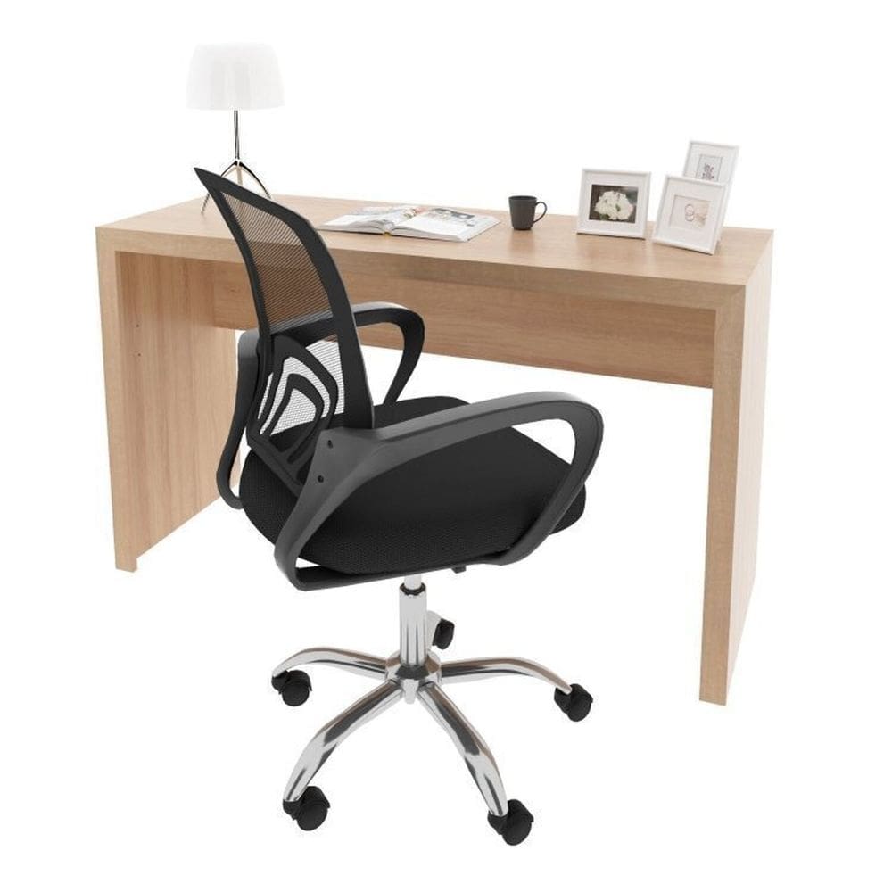 Escrivaninha 127cm Me4135 com Cadeira Diretor Tela Mesh Tok 3310 Espresso Móveis Amendoa