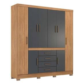 guarda-roupa casal new realce 8 pt 4 gv amêndola e grafito