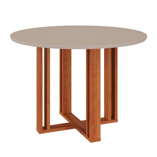 imagem-mesa de jantar redonda com tampo mdf flora cinamomo e off white 109 cm - Marrom