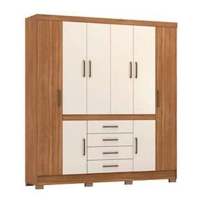 guarda-roupa casal new realce 8 pt 4 gv amêndola e off white