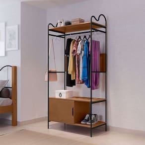guarda-roupa closet oasis 1 pt preto e nature