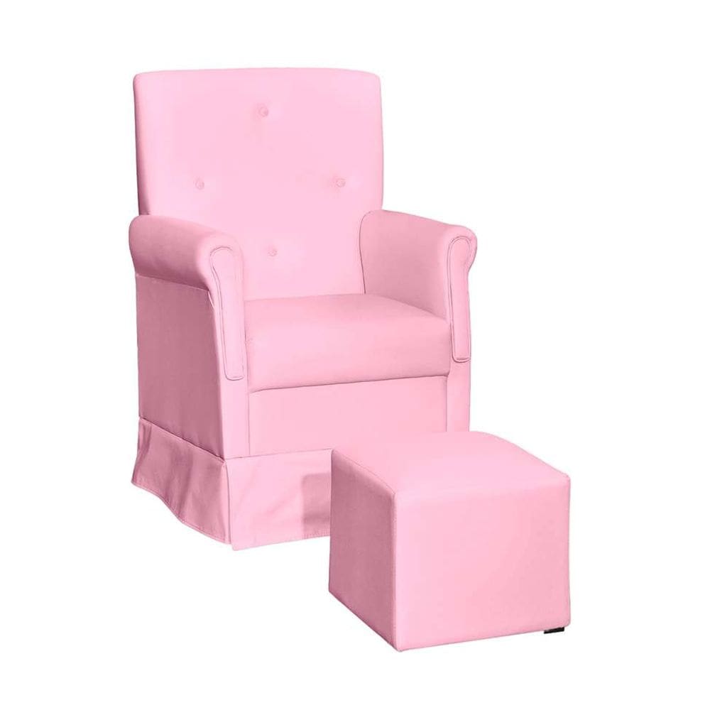 poltrona para amamentação balanço com puff s revestimento sintético rosa