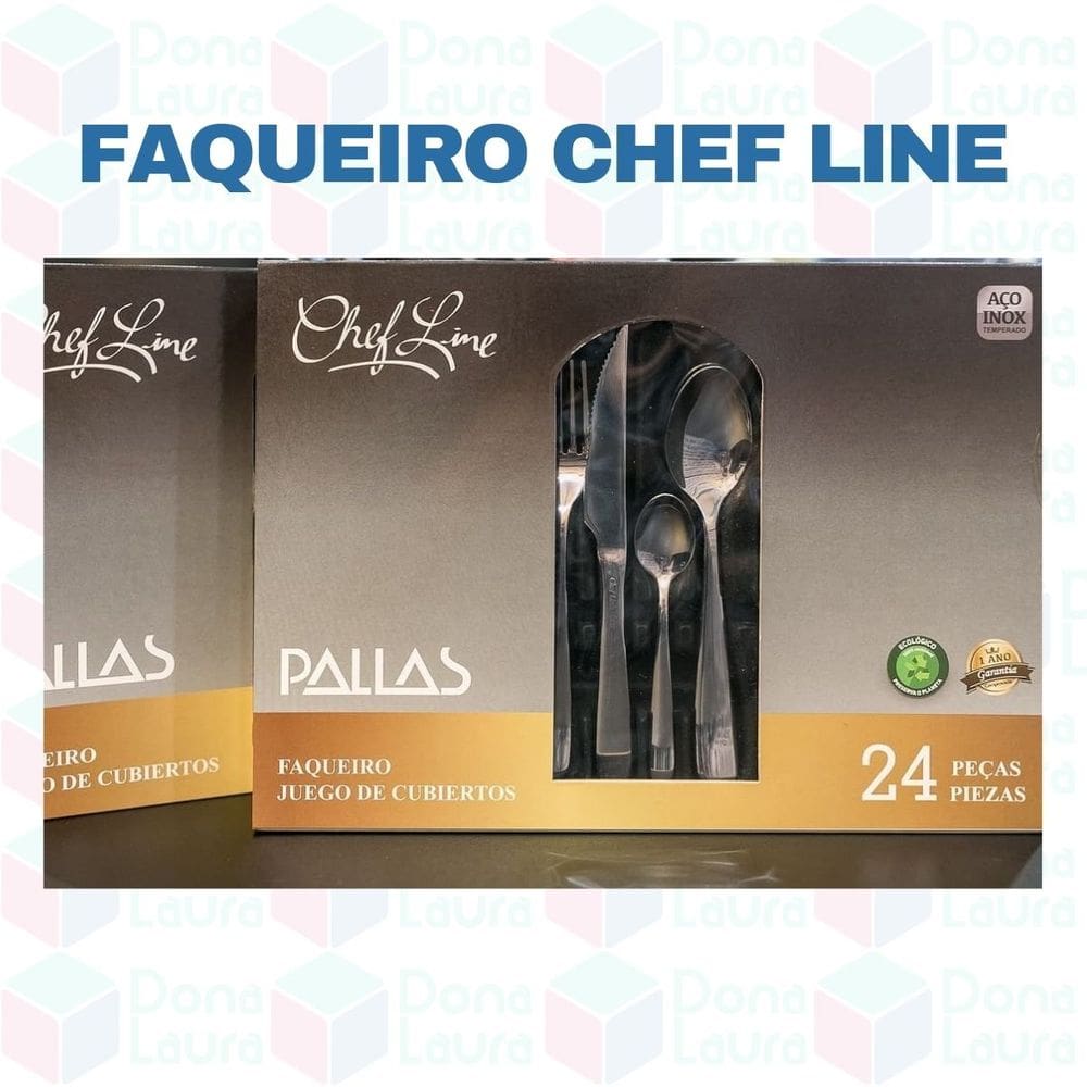 Faqueiro ChefLine Aço Inox Temperado Mesa Posta 24 Pçs Luxo