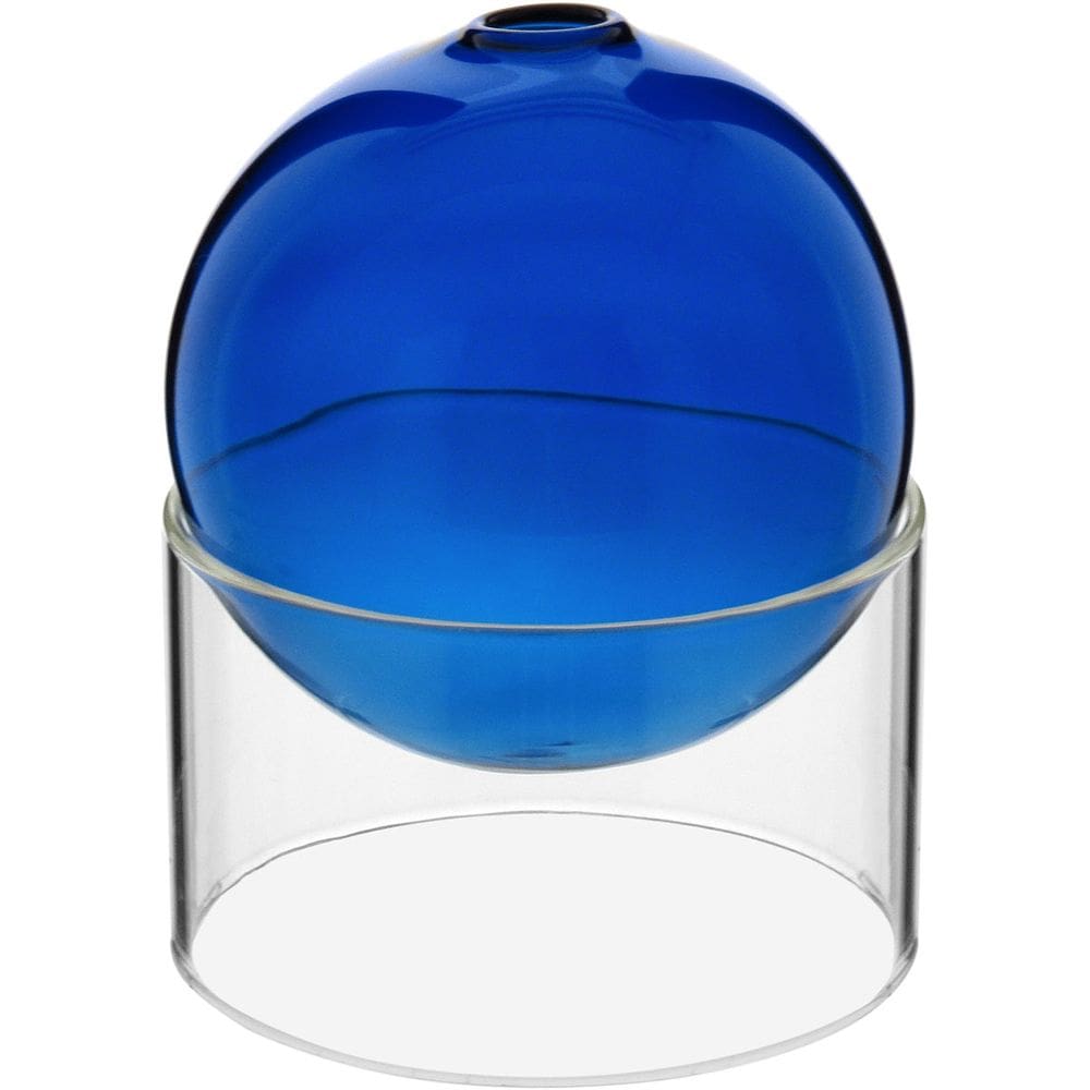 Vaso Decorativo Enfeite Com Suporte Vidro 10X10 Azul