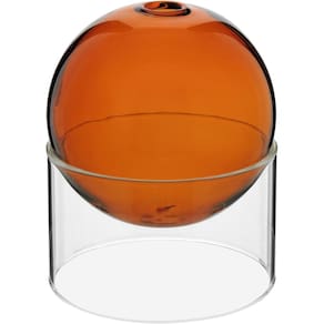 Vaso Decorativo Enfeite Com Suporte Vidro 10X10 Âmbar