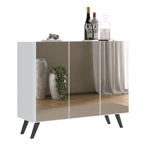 Aparador Buffet 2 Portas Retrô Vegas V3613 Branco/Preto