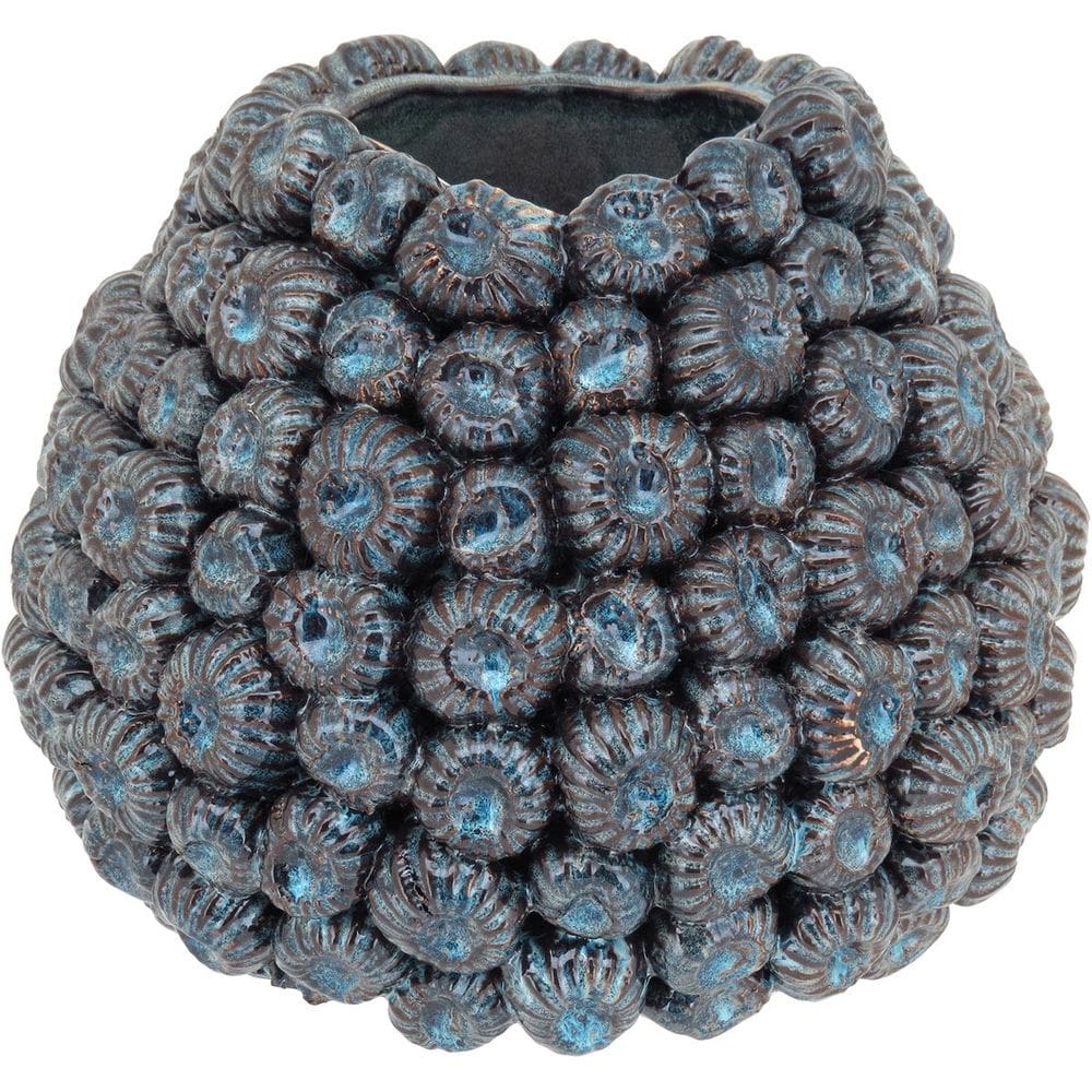 Vaso Decorativo Enfeite Casa Cerâmica 21x26x26cm Azul