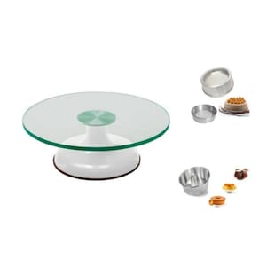 Bailarina Giratória Vidro Para Bolos Branca + Forma Pudim 20x8 + Forma Ballerine Média