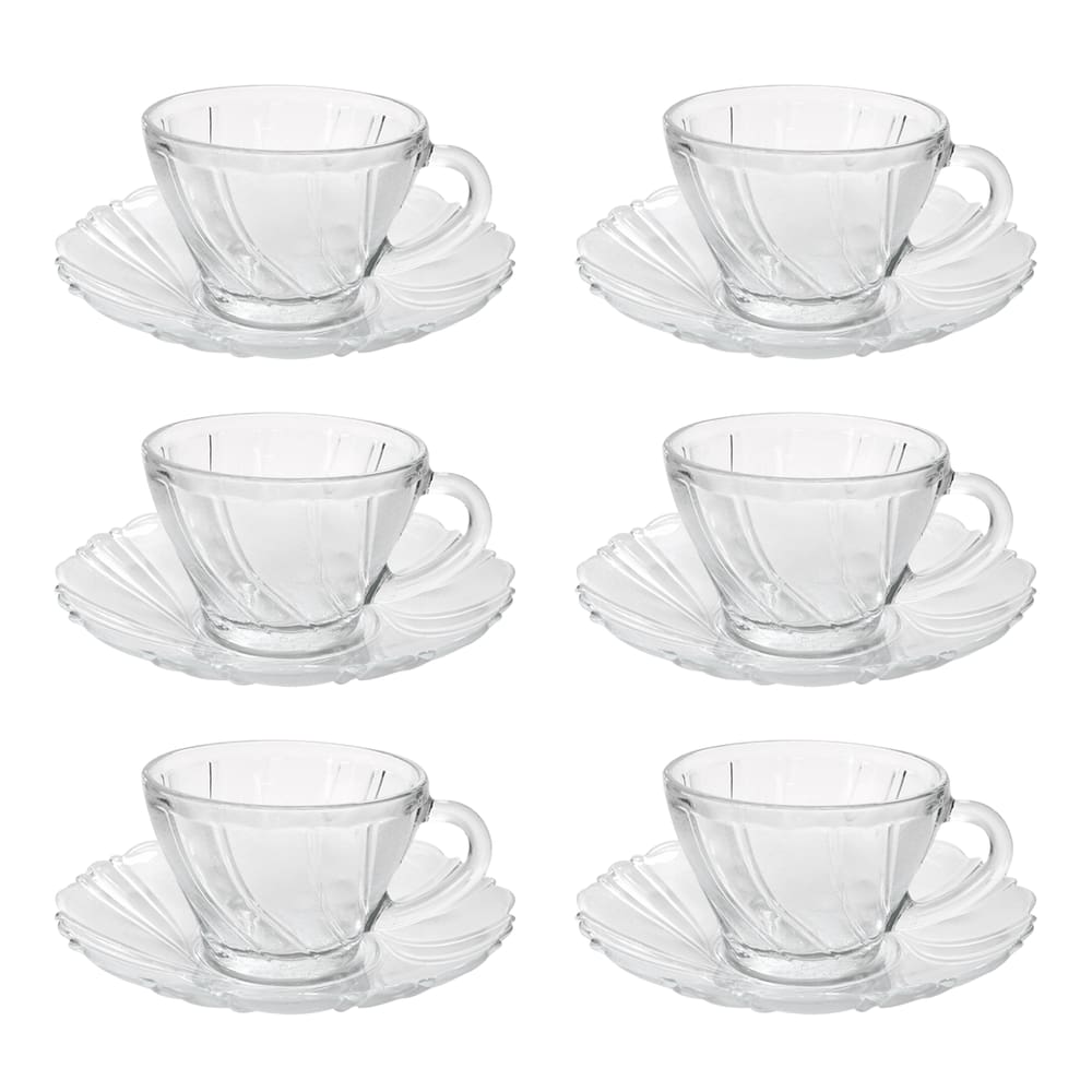 Conjunto De Xícaras E Pires Transparente 200Ml