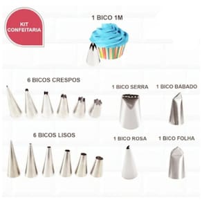 Kit Confeiteiro 16 Bicos Para Confeitar Inoxidável Grande