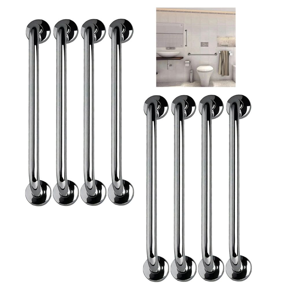 Alça de Apoio Barra 40cm Aço Inox Kit 8 Unidades Idoso Cadeirante Deficiente Banheiro Box
