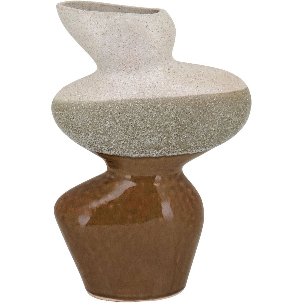Vaso Decorativo Enfeite Casa Cerâmica 31x20x20cm Marrom