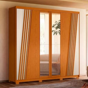 guarda-roupa casal com espelho ouro verde 6 pt 4 gv cinamomo e off white