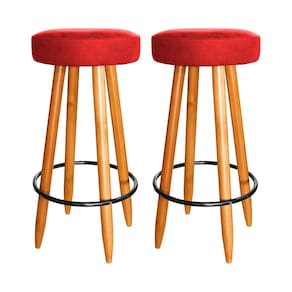 Kit 2 Banqueta 75 cm Média Cozinha Americana Balcão Vermelho
