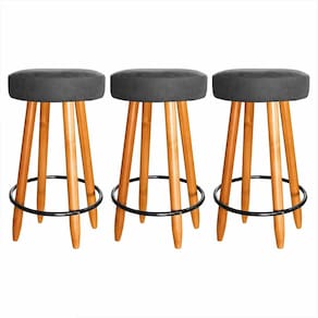 Kit 3 Banqueta Industrial Alta 60cm Cozinha Balcão Bar Cinza