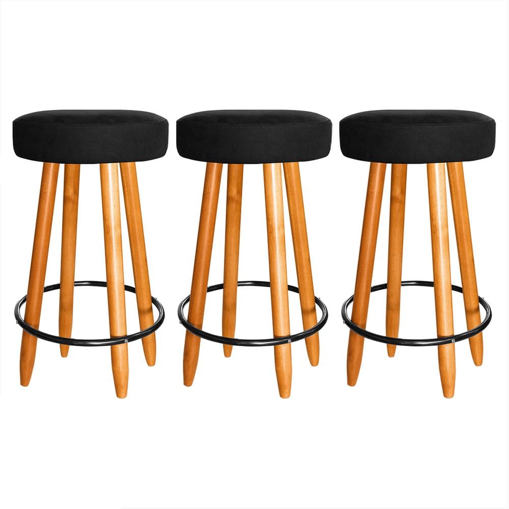 Kit 3 Banqueta Alta Industrial 60cm Cozinha Balcão Bar Preto