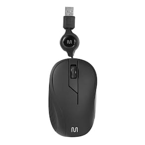 Mouse com Fio Retrátil MR100 USB 1200 DPI Preto - MO231