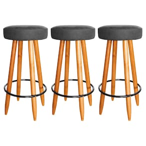 Kit 3 Banqueta Industrial Alta 75cm Cozinha Balcão Bar Cinza