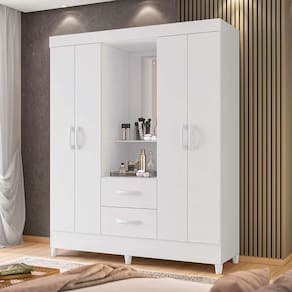 guarda-roupa casal com espelho mobi flex 4 pt 2 gv branco