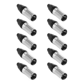 10 Conectores Xlr Canon Macho Metal Mxt 3 Pinos Resistente