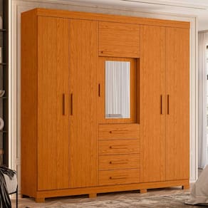 guarda-roupa casal com espelho virtus 6 pt 4 gv cinamomo