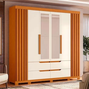 guarda-roupa casal com espelho doble 4 pt 4 gv cinamomo e off white