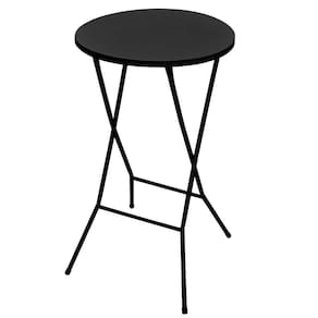 mesa bistrô redonda dobrável com tampo aço erica preta