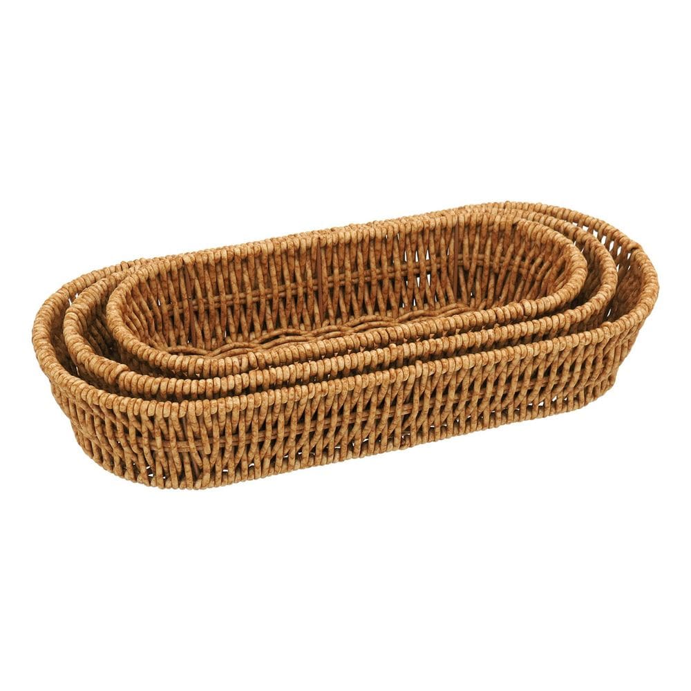 Jogo 3 Cestas Plástico Natural Decorativa Organizadora