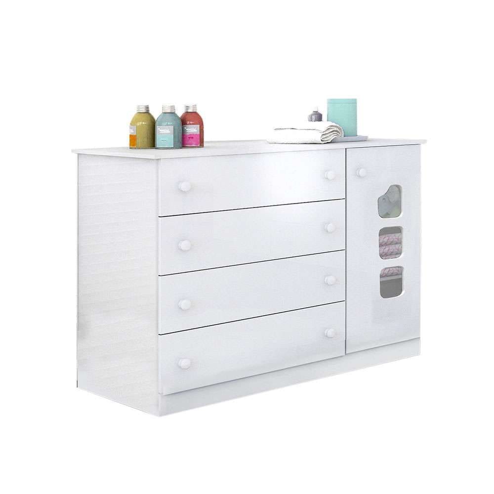 cômoda infantil lívia 1 pt 4 gv branca