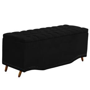 Calçadeira Baú King Size Estofada Maitê Veludo Preto