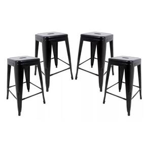 KIt 4 Banquetas Iron Ferro Tolix Churrasqueira Bar Cozinha Preto Fosco