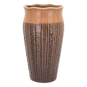 Vaso Decorativo Enfeite Casa Cerâmica 27x14x14cm Marrom