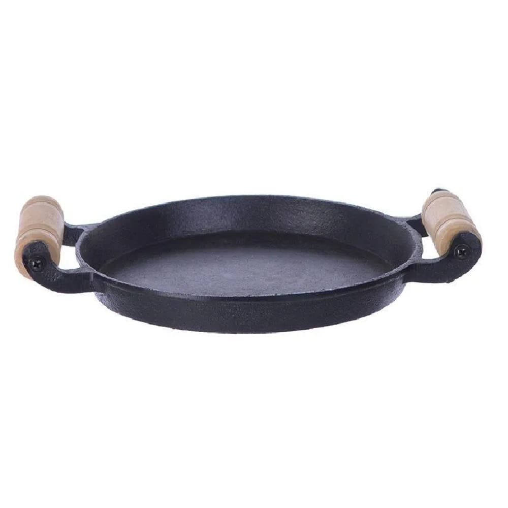 Picanheira em ferro fundido redonda 24CM 2 alças de madeira