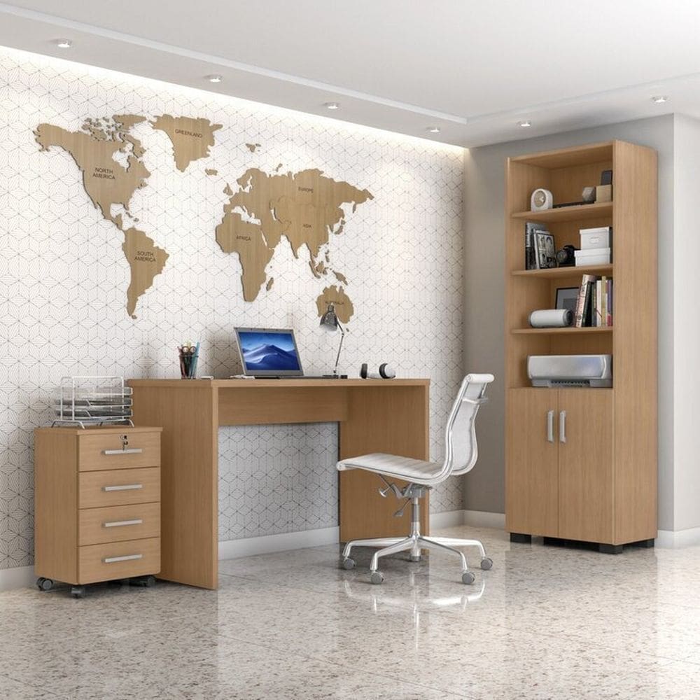 Conjunto Home Office 3 Peças com Escrivaninha Gávea, Gaveteiro e Armário Espresso Móveis Freijó