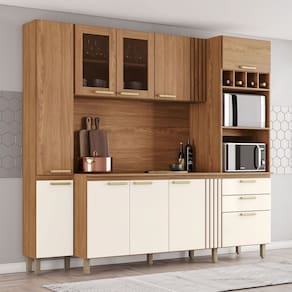 Cozinha Compacta 10 Portas 2 Gavetas Nature/Off White - Henn