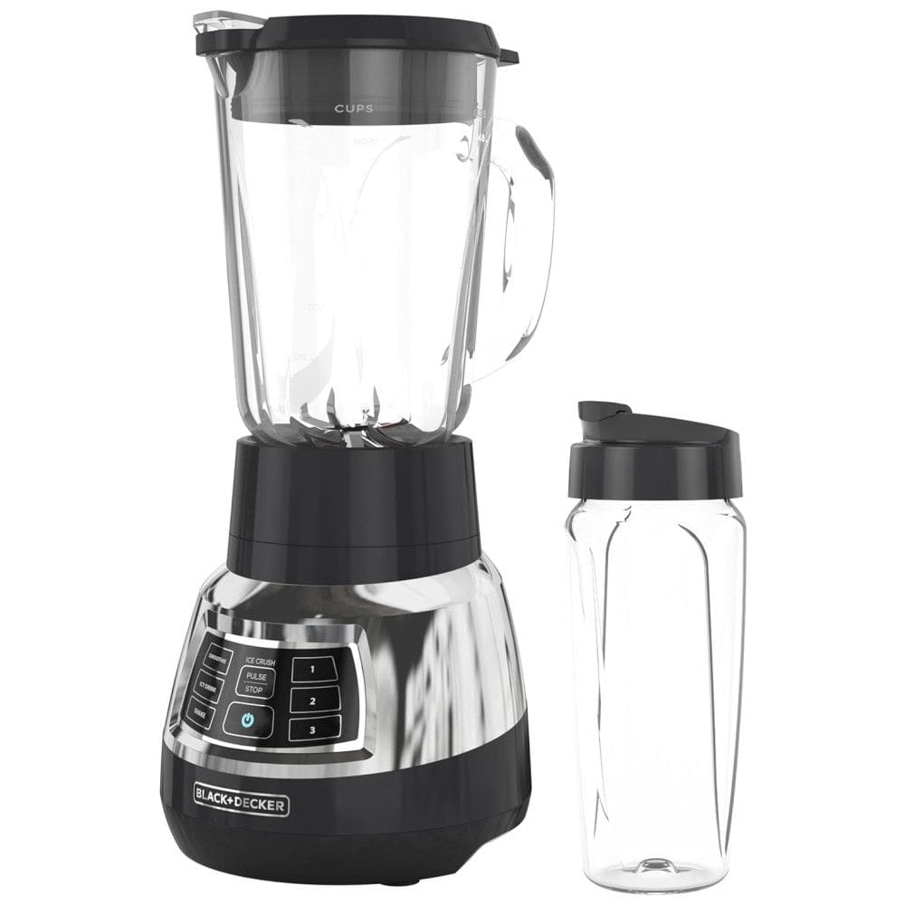 Liquidificador 710mL com Jarra de Vidro, Lâmina Serrilhada e Silencioso, 110V 900W, BLACK+DECKER, Prata